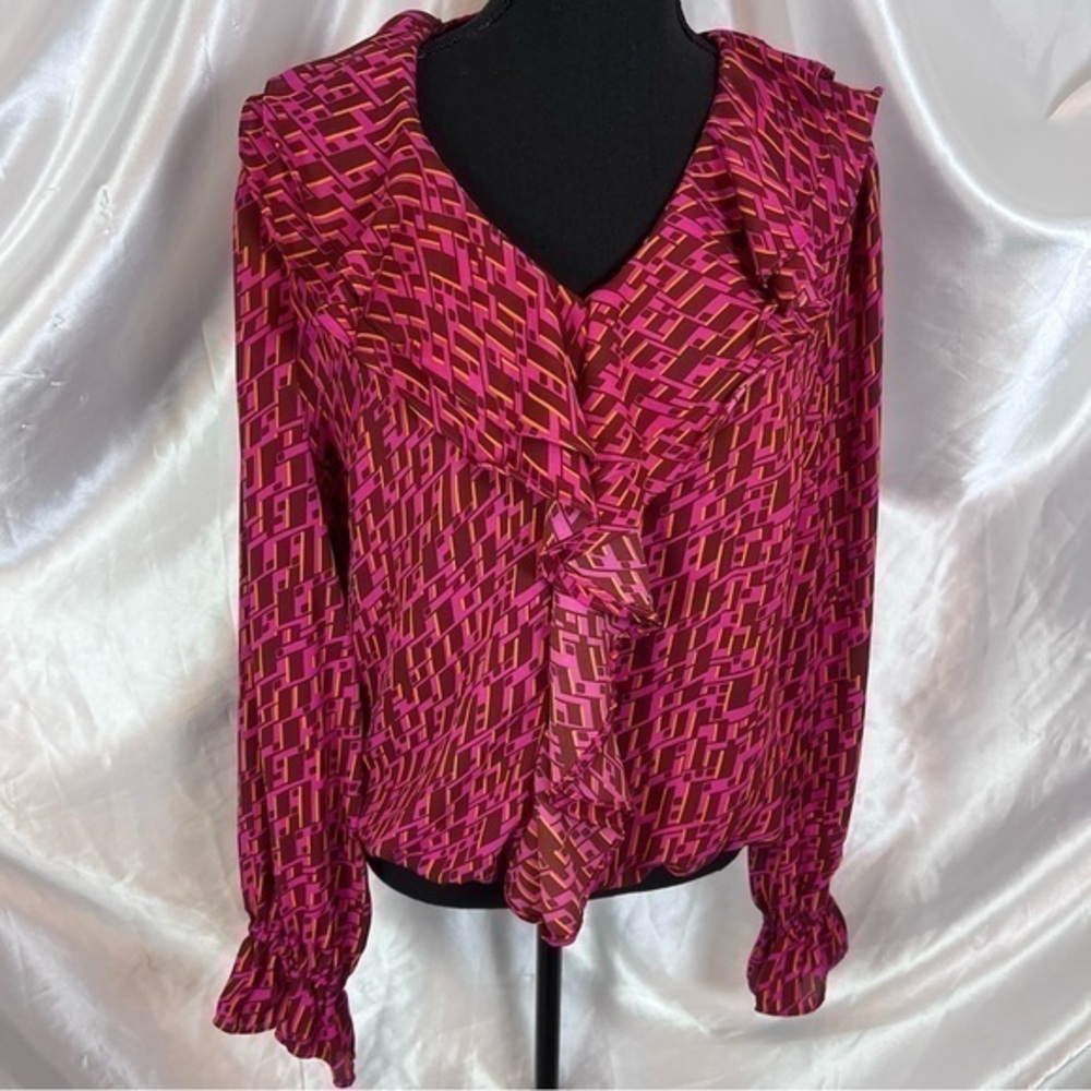🖤I.N.C. Retro Long Sleeve Blouse – Vintage-Inspired Polished Preppy Chic